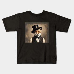 Victorian Fox Portrait Artistic Gift Fashion Kids T-Shirt